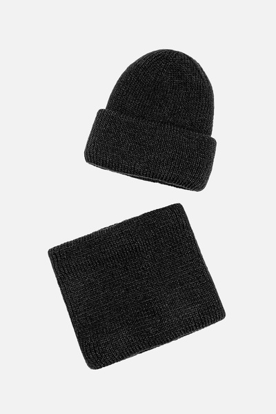 Набор шапка-шарф на девочку. 54-56 цвет черный ЦБ-00206539 SKT000880640 фото