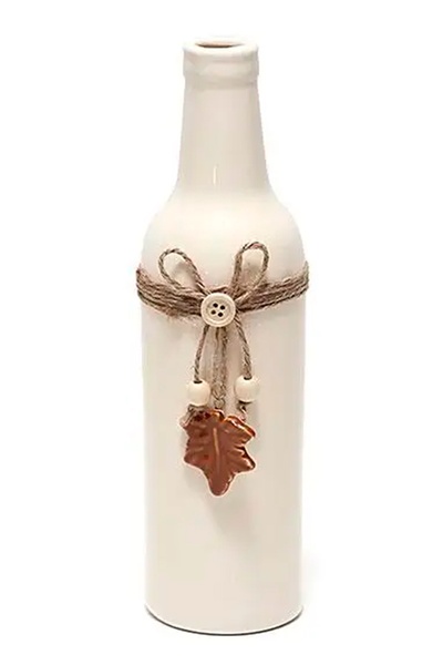 Ваза керамическая в форме бутылки с декором. цвет белый ЦБ-00235730 SKT000946733 фото