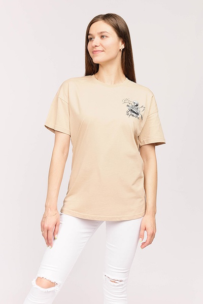 Жіноча футболка 42 колір бежевий ЦБ-00193569 SKT000852120 фото