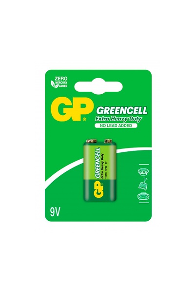 Батарейка GP GREENCELL, солевая, трей S1, 6F22/9V цвет разноцветный ЦБ-00238203 SKT000955710 фото