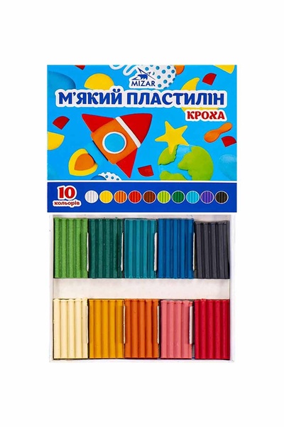 Пластилін "Кроха" 100 г 10 кольорів "Mizar" ПЛ-014-МВ колір різнокольоровий ЦБ-00198507 SKT000863975 фото