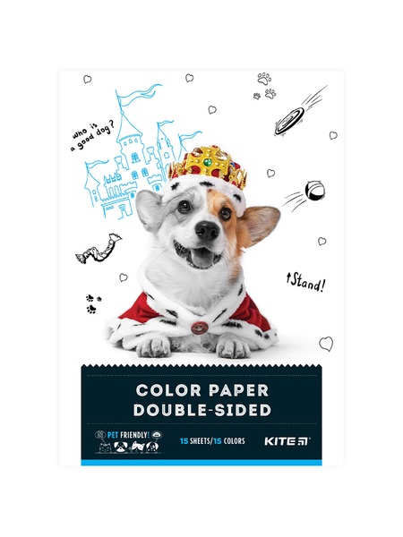 Бумага цветная двусторонняя 15 цветов Kite Dogs цвет разноцветный ЦБ-00223067 SKT000916577 фото