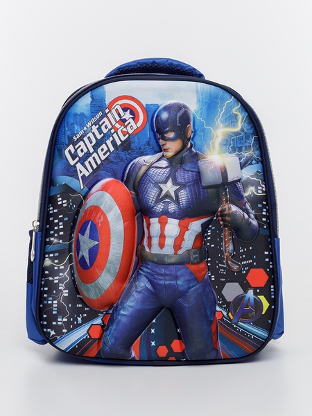 Портфель шкільний з 3D принтом героя коміксів - Капітан Америка колір синій ЦБ-00226404 SKT000924217 фото