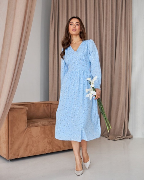 Женское длинное платье 50 цвет голубой ЦБ-00214550 SKT000896491 фото