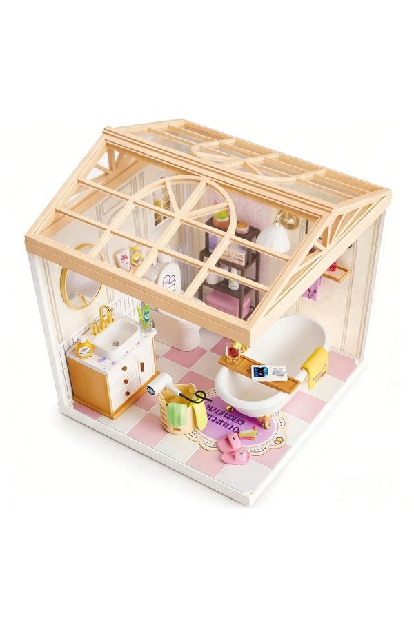 Детский конструктор-румбокс MINI HOUSE серии "Интерьер" - ВАННАЯ КОМНАТА (свет), MINI HOUSE MINI HOUSE 8009 ЦБ-00296714 фото