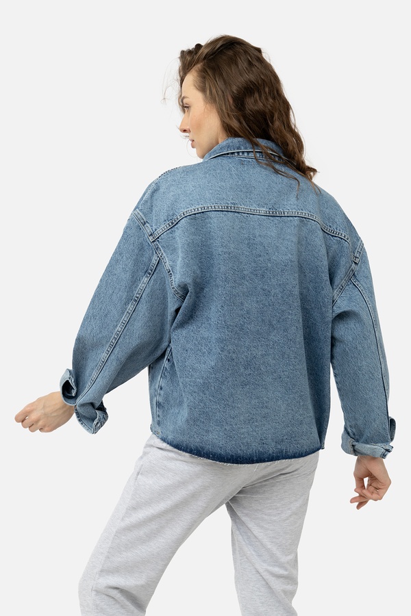 Жіноча джинсова куртка 42 колір блакитний ЦБ-00245188 SKT000980740 фото