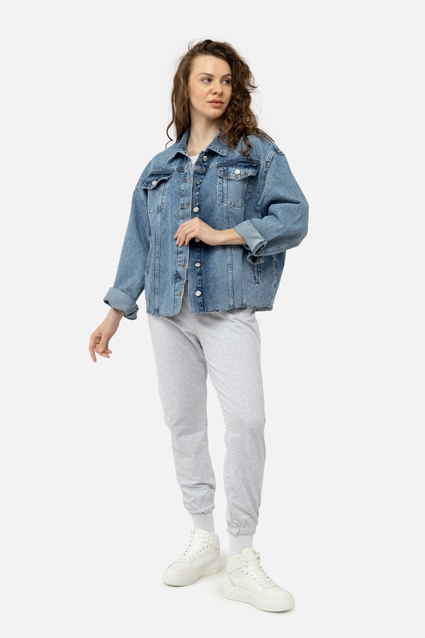 Жіноча джинсова куртка 42 колір блакитний ЦБ-00245188 SKT000980740 фото