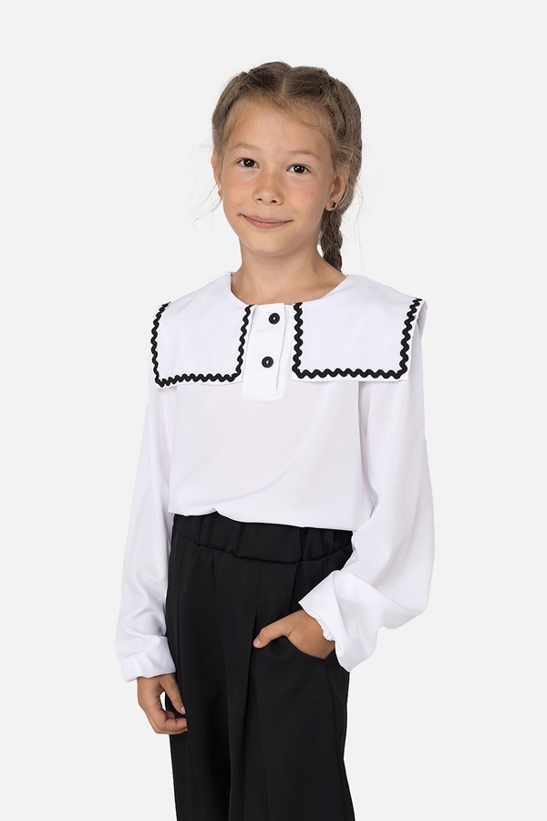 Блуза з довгим рукавом для дівчинки 134 колір білий ЦБ-00251241 SKT000996273 фото