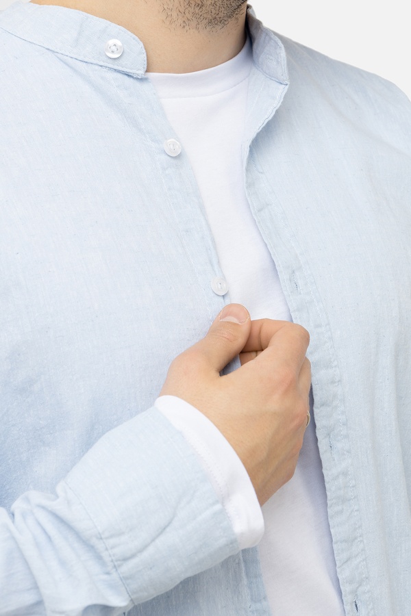 Мужская рубашка с длинным рукавом 44 цвет голубой ЦБ-00244799 SKT000979882 фото