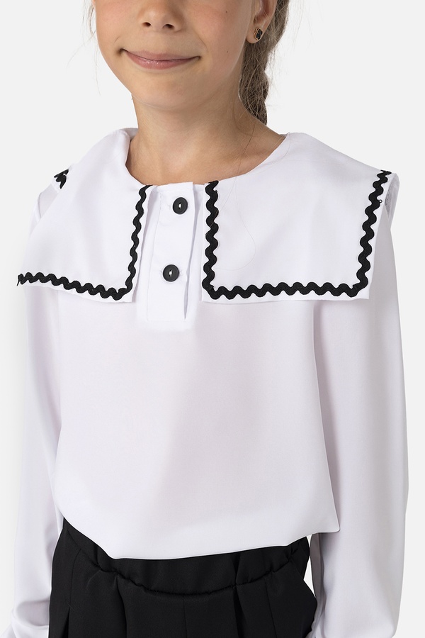 Блуза с длинным рукавом для девочки 134 цвет белый ЦБ-00251241 SKT000996273 фото
