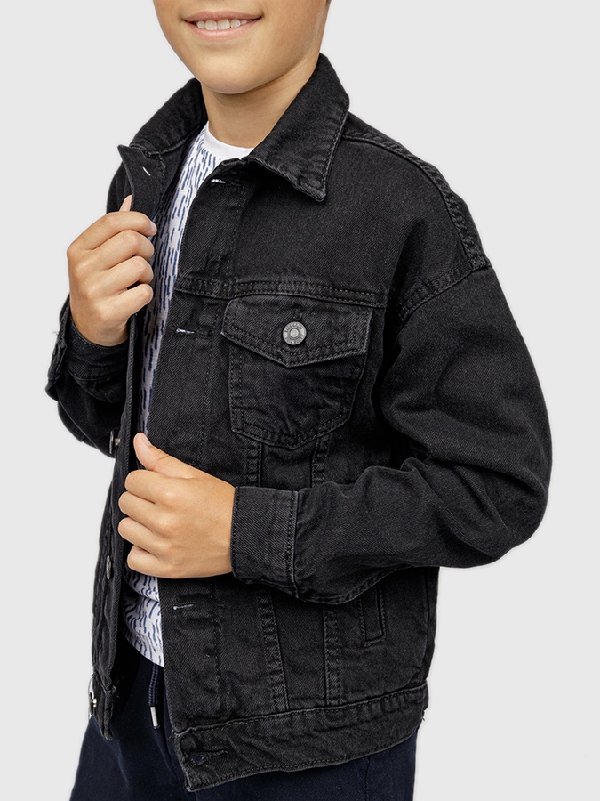 Джинсова куртка для хлопчика 116 колір чорний ЦБ-00224968 SKT000921559 фото