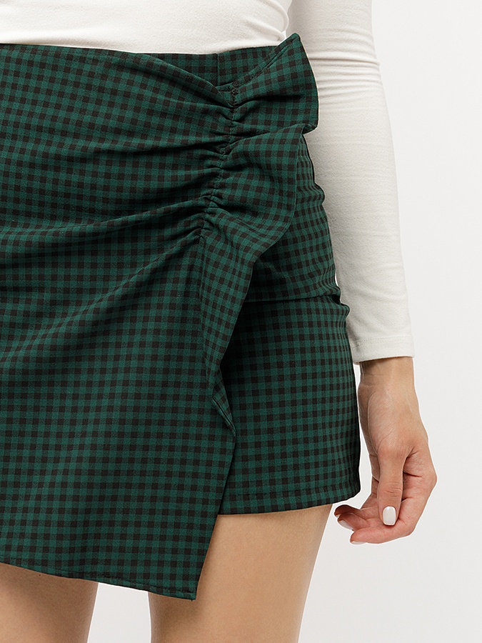 Жіночі шорти-спідниця 42 колір темно-зелений ЦБ-00227837 SKT000927621 фото