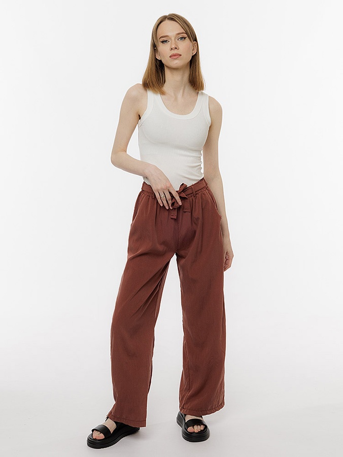 Жіночі широкі штани 42 колір теракотовий ЦБ-00219058 SKT000906154 фото