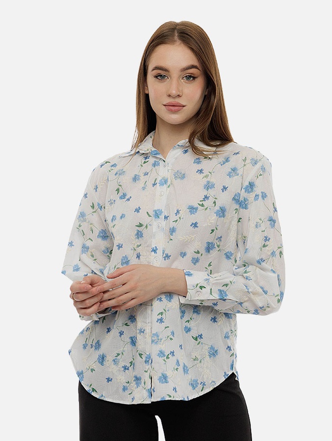 Женская удлиненная рубашка 44 цвет молочный ЦБ-00215287 SKT000898311 фото