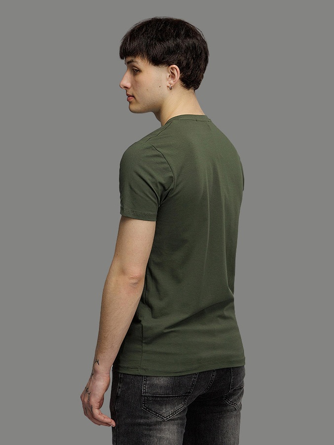 Чоловіча футболка регуляр 52 колір хакі ЦБ-00216037 SKT000899768 фото