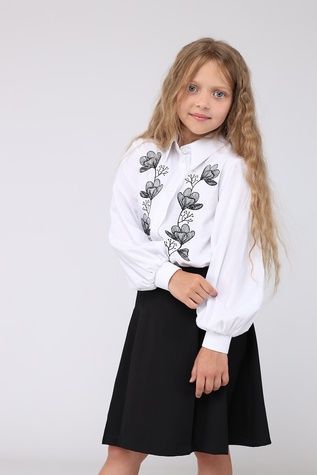 Сорочка з довгим рукавом для дівчинки колір білий 140 ЦБ-00278742 фото
