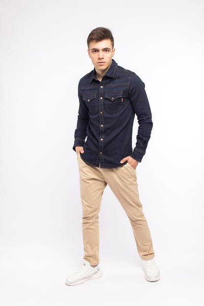 Сорочка джинсова чоловіча колір темно-синій ЦБ-00150500 SKT000514046 фото