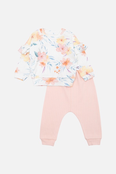Костюм з штанами для дівчинки 62 колір персиковий ЦБ-00243221 SKT000967521 фото