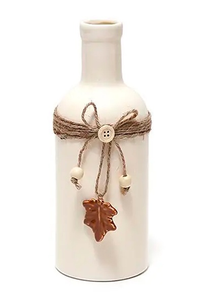 Ваза керамическая в форме бутылки с декором. цвет белый ЦБ-00235731 SKT000946734 фото