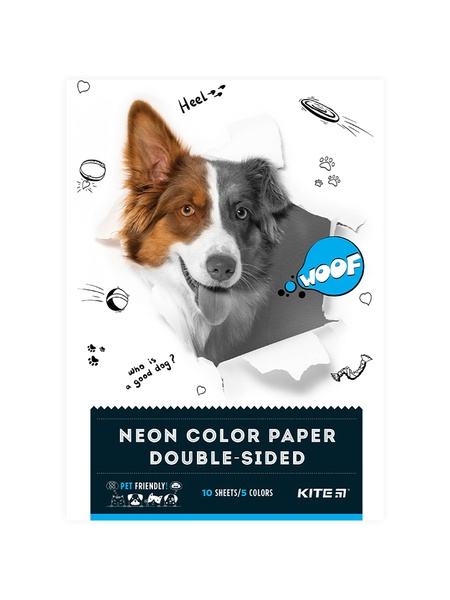 Бумага цветная неоновая 10 листов, 5 цветов Kite Dogs цвет разноцветный ЦБ-00223068 SKT000916578 фото