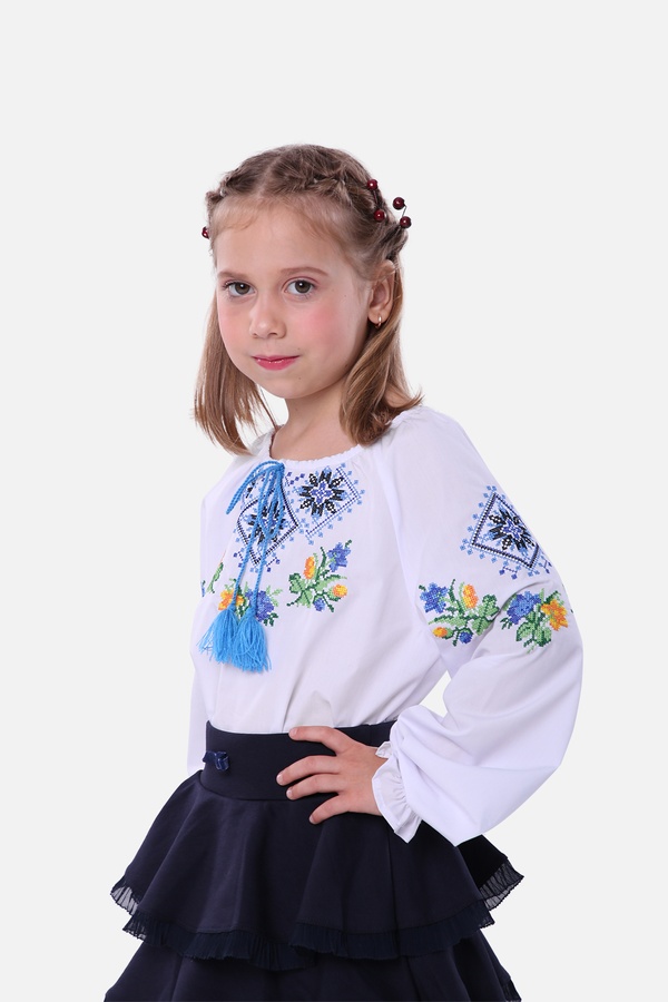Вышиванка для девочки с длинным рукавом 152 цвет белый ЦБ-00245238 SKT000980944 фото