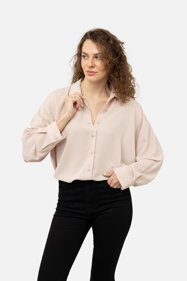Жіноча блуза 42 колір бежевий ЦБ-00242166 SKT000963754 фото