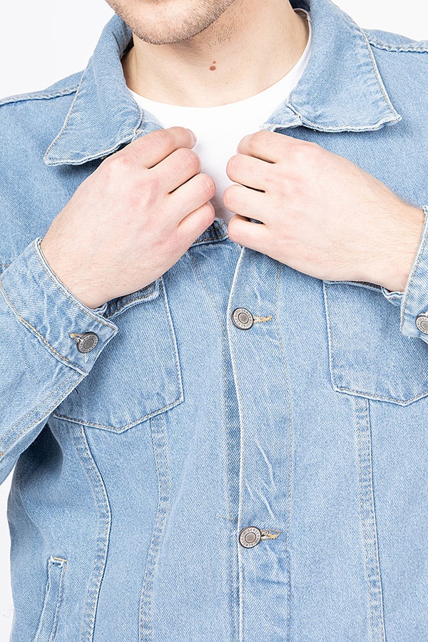 Куртка джинсова чоловіча 52 колір блакитний ЦБ-00183034 SKT000605600 фото