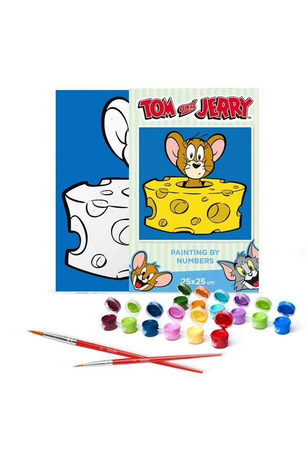 Набір для розпису по номерах для дітей WB "Tom and Jerry: Любитель сиру" 25х25см Ідейка KHO1371 ЦБ-00299262 фото