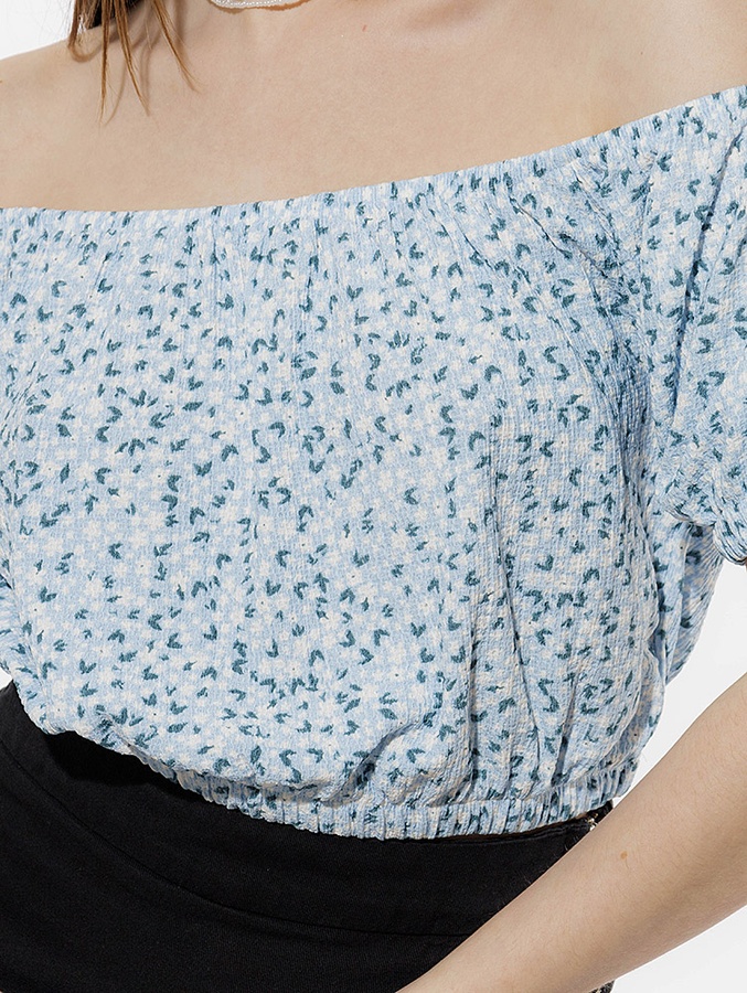 Жіноча коротка блуза 40 колір блакитний ЦБ-00219018 SKT000906034 фото