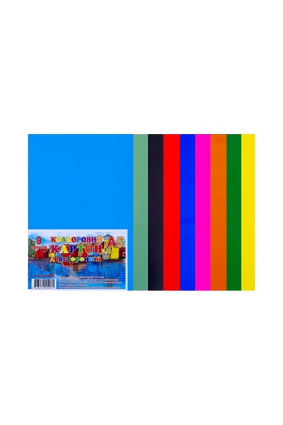 Цветной картон А5 двухсторонний, 9 листов "Офорт" цвет разноцветный ЦБ-00213670 SKT000894363 фото