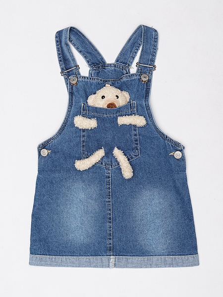 Комбінезон джинсовий для дівчинки з іграшкою 110 колір темно-синій ЦБ-00189605 SKT000840463 фото