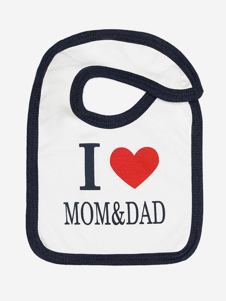 Слюнявчик "I love MOM & DAD" для хлопчика колір білий ЦБ-00217531 SKT000902801 фото