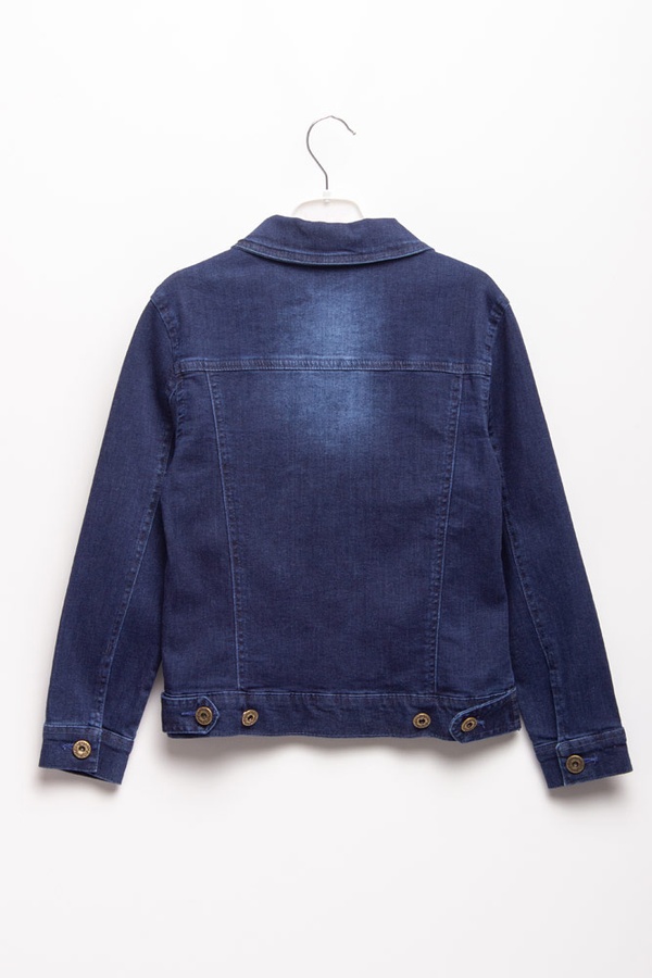 Куртка джинсовая короткая на девочку 140 цвет темно-синий ЦБ-00114291 SKT000509409 фото