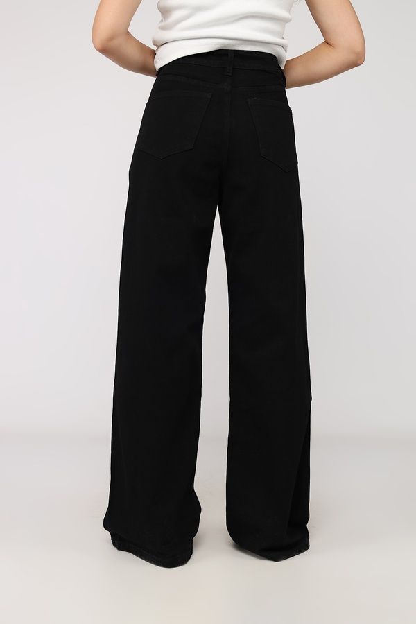 Джинсы wide leg женские цвет черный 46 ЦБ-00279682 фото