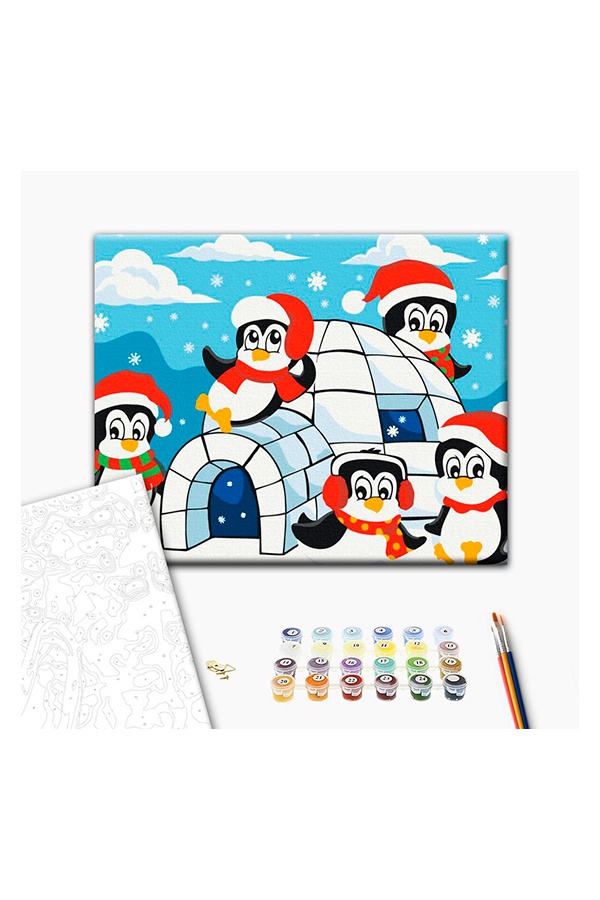 Картина за номерами Хатинка пінгвінів колір різнокольоровий ЦБ-00238289 SKT000955928 фото