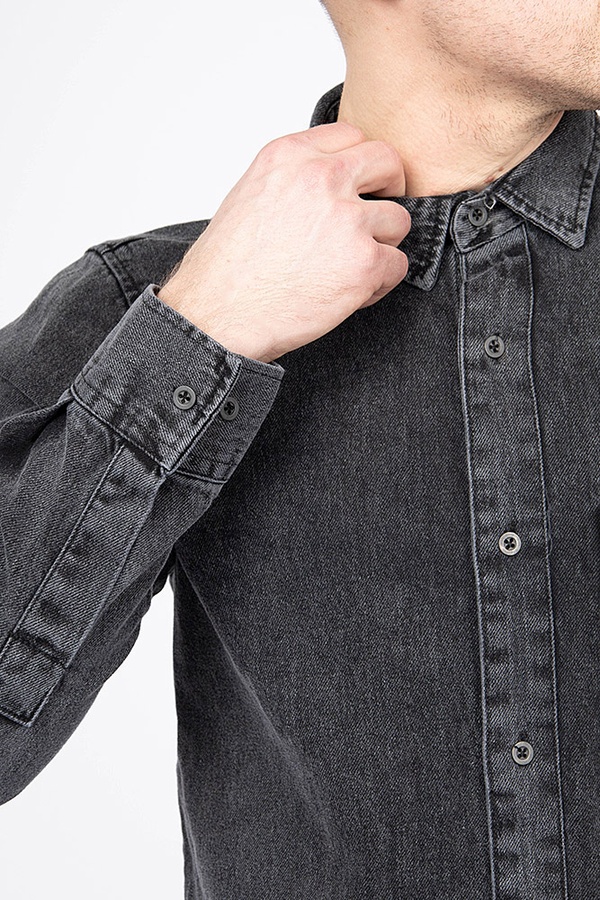 Сорочка джинсова чоловіча 44 колір темно-сірий ЦБ-00186158 SKT000730009 фото