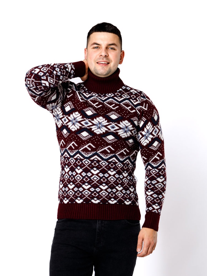 Мужской свитер 48 цвет бордовый ЦБ-00237224 SKT000953757 фото