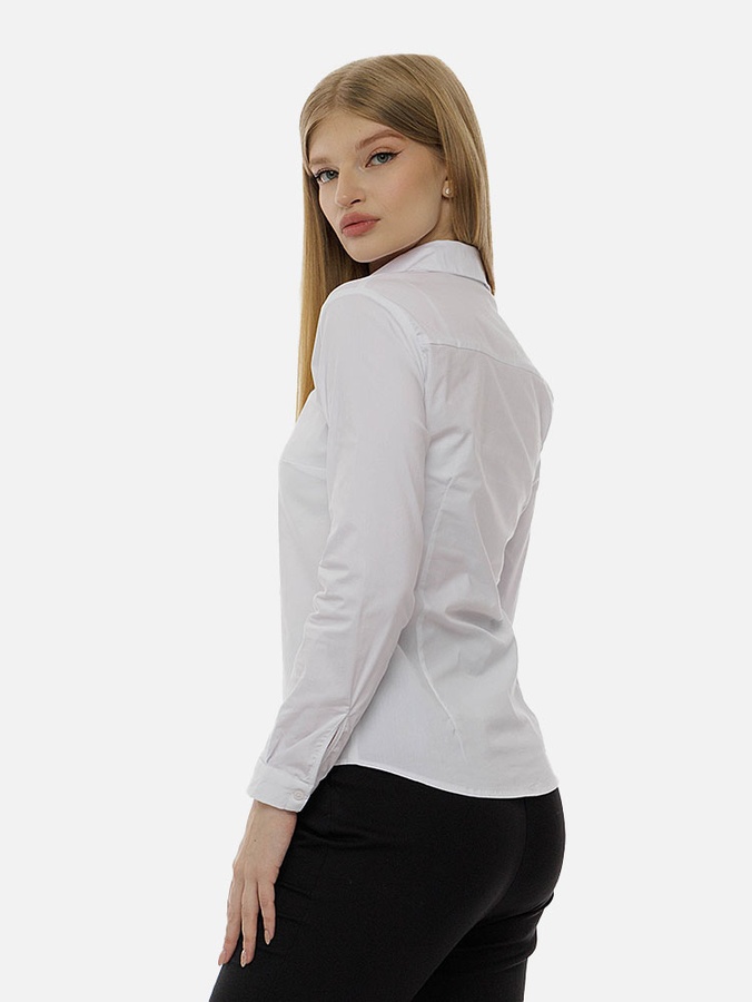 Жіноча сорочка слім 48 колір білий ЦБ-00214175 SKT000895888 фото