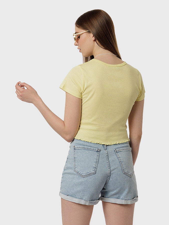 Жіноча коротка футболка 48 колір жовтий ЦБ-00219042 SKT000906733 фото