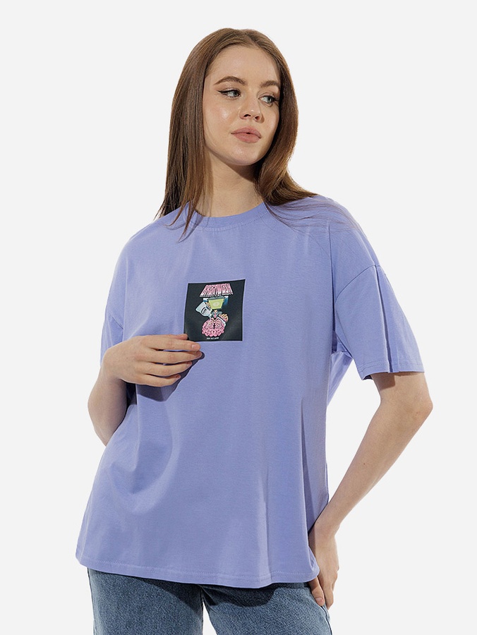 Жіноча футболка оверсайз 42 колір бузковий ЦБ-00219242 SKT000906777 фото