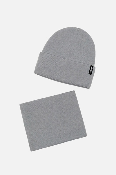 Комплект шапка-шарф на хлопчика 50-52 колір світло-сірий ЦБ-00206546 SKT000880647 фото