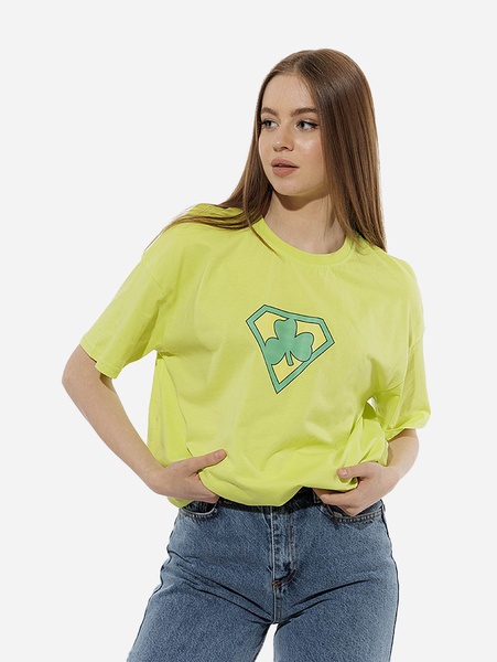 Жіноча футболка оверсайз 46 колір лимонний ЦБ-00218103 SKT000903919 фото