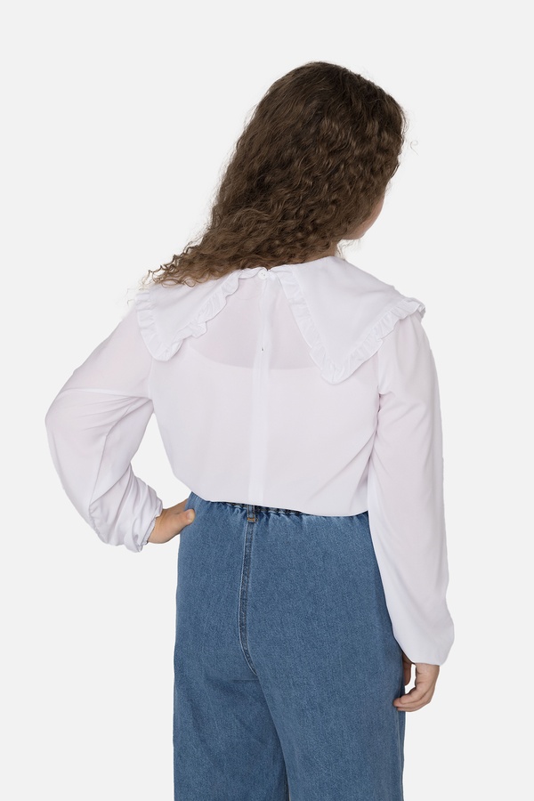Блуза с длинным рукавом для девочки 134 цвет белый ЦБ-00251245 SKT000996291 фото