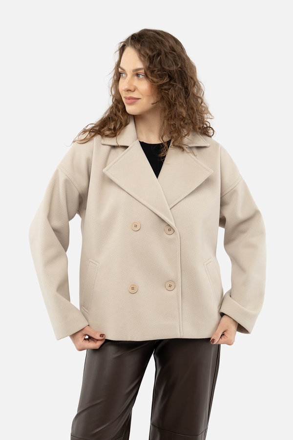 Жіноче пальто 46 колір бежевий ЦБ-00241682 SKT000962412 фото
