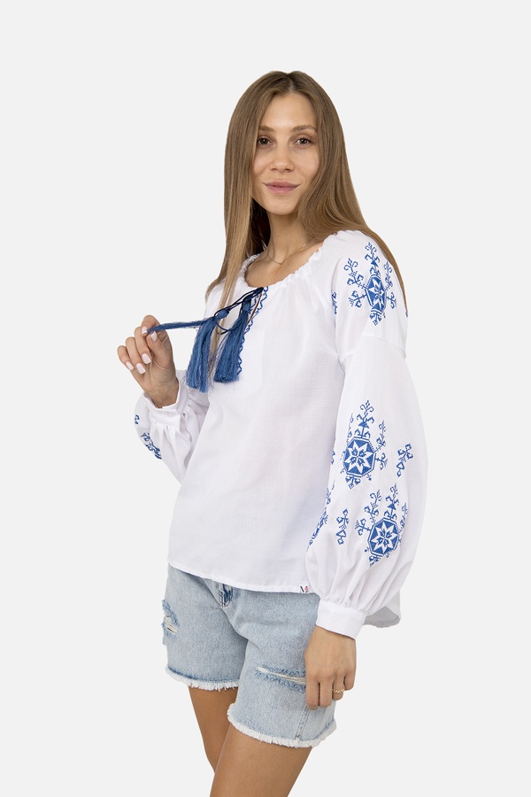 Женская вышиванка с длинным рукавом 40 цвет белый ЦБ-00254977 SKT001006322 фото