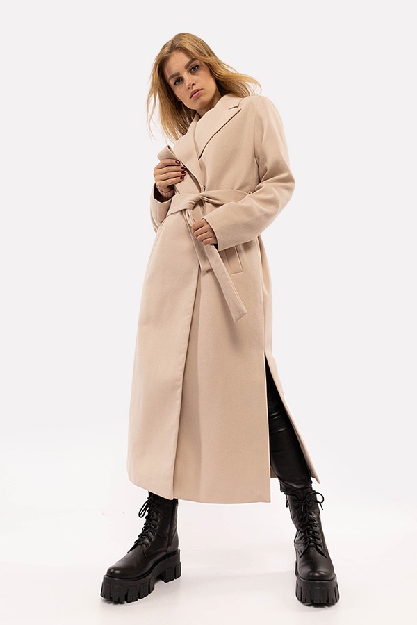 Жіноче пальто 42 колір бежевий ЦБ-00190125 SKT000842000 фото