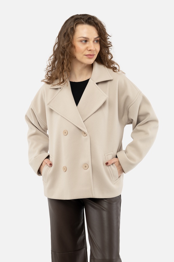 Женское пальто 48 цвет бежевый ЦБ-00241682 SKT000962413 фото