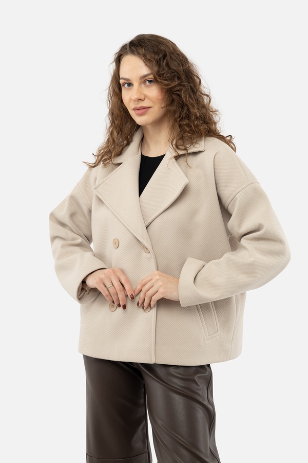 Жіноче пальто 46 колір бежевий ЦБ-00241682 SKT000962412 фото