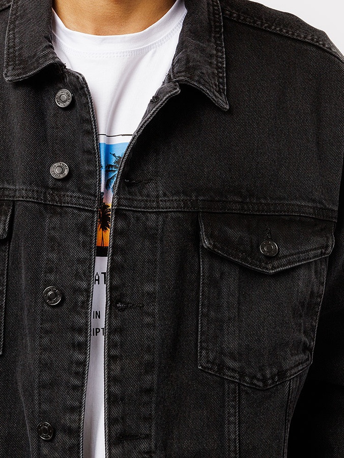 Чоловіча джинсова куртка 52 колір чорний ЦБ-00219949 SKT000908624 фото