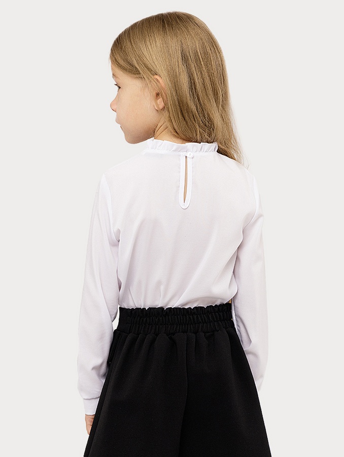 Блуза довгий рукав для дівчинки 140 колір білий ЦБ-00222559 SKT000915568 фото